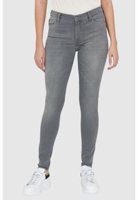 7 FOR ALL MANKIND Szare jeansy damskie z wysokim stanem HW SKINNY. Stan: podwyższony. Kolor: szary
