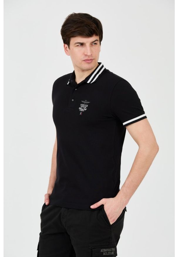 Aeronautica Militare - AERONAUTICA MILITARE Czarne polo Short Sleeve. Typ kołnierza: polo. Kolor: czarny