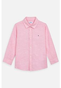 Mayoral - Koszula dziecięca 92-134 cm. Okazja: na co dzień. Kolor: różowy. Materiał: tkanina, bawełna, len, materiał. Długość: długie. Wzór: gładki. Styl: casual #2