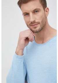 Pepe Jeans sweter JOSHUA męski lekki. Kolor: niebieski. Materiał: bawełna, materiał. Długość rękawa: długi rękaw. Długość: długie