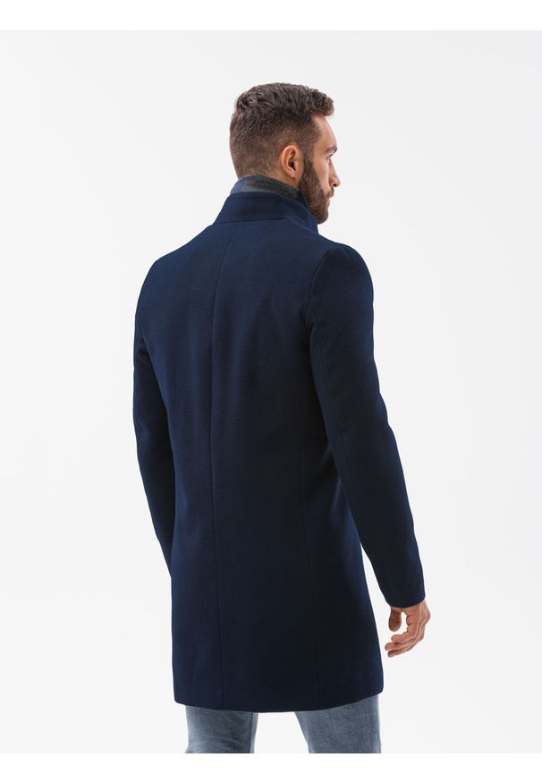 Ombre Clothing - Płaszcz męski C501 - granatowy - XXL. Kolor: niebieski. Materiał: poliester