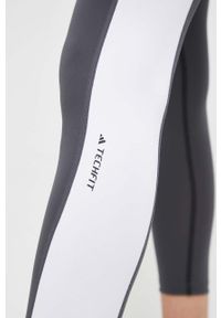 adidas Performance legginsy treningowe Techfit kolor szary wzorzyste. Stan: podwyższony. Kolor: szary. Materiał: skóra, materiał. Technologia: Techfit (Adidas). Sport: fitness #2