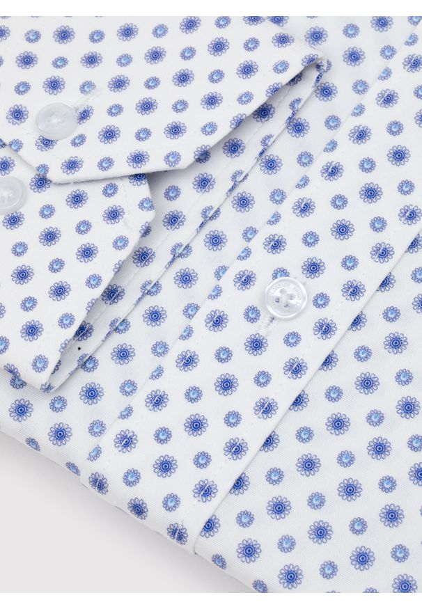 Pako Lorente - PAKO LORENTE – Biała koszula męska mikrowzór. Kolor: biały. Materiał: bawełna, elastan. Długość rękawa: długi rękaw. Długość: długie