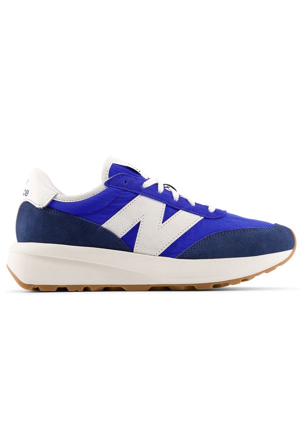 Buty męskie New Balance U370VE – niebieskie. Kolor: niebieski. Materiał: zamsz, skóra. Szerokość cholewki: normalna. Sezon: lato