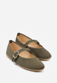 Renee - Zielone Balerinki Mary Jane z Klamrą Zaurg. Okazja: na co dzień. Zapięcie: klamry. Kolor: zielony. Materiał: jeans. Styl: klasyczny, casual, elegancki #8