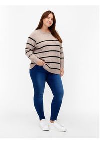 Zizzi Sweter M61257A Beżowy Regular Fit. Kolor: beżowy. Materiał: syntetyk #7