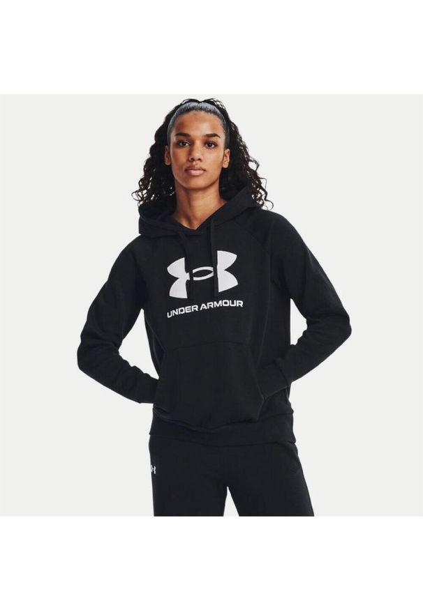 Bluza z kapturem damska Under Armour Rival Fleece Big Logo Hoody. Typ kołnierza: kaptur. Kolor: czarny. Długość: krótkie. Sport: fitness