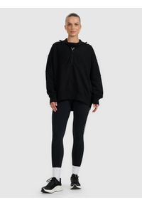 4f - 4F Bluza dresowa nierozpinana bez kaptura damska - czarna L. Okazja: na co dzień. Typ kołnierza: bez kaptura. Kolor: czarny. Materiał: dresówka. Styl: sportowy, casual