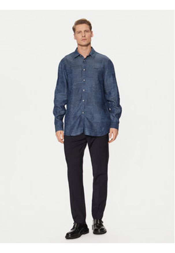 Guess Koszula M5RH22 WFKE0 Granatowy Regular Fit. Kolor: niebieski. Materiał: lyocell