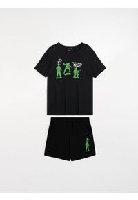 Sinsay - Bawełniana piżama dwuczęściowa z nadrukiem - czarny. Kolor: czarny. Materiał: bawełna. Wzór: nadruk #1