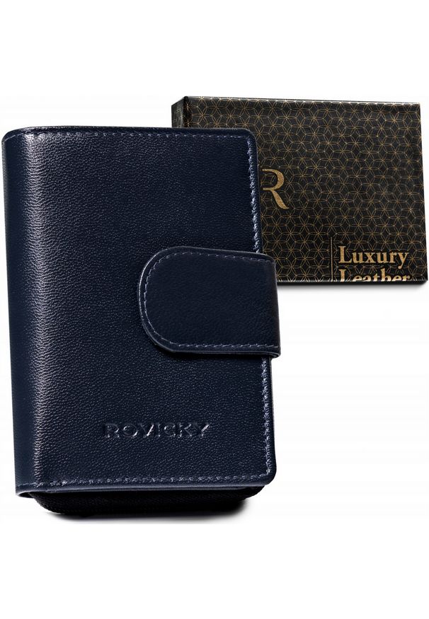 ROVICKY - Skórzany portfel damski z systemem RFID Protect - Rovicky. Materiał: skóra