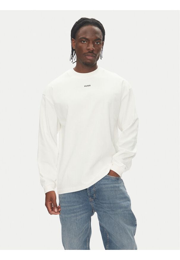 Hugo - HUGO Longsleeve Daposo 50511029 Beżowy Relaxed Fit. Kolor: beżowy. Materiał: bawełna. Długość rękawa: długi rękaw