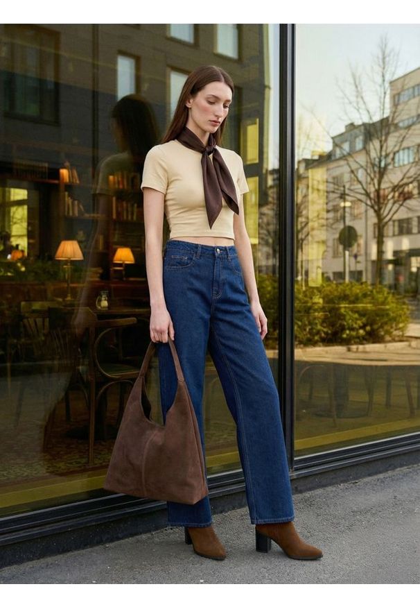 Sinsay - Bawełniana koszulka - yellow jeans. Materiał: jeans, bawełna