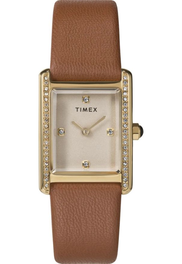 Zegarek Timex Zegarek damski Timex TW2W63900 CYRKONIE brązowy. Kolor: brązowy