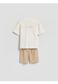 Reserved - Bawełniany komplet z szortami - złamana biel. Materiał: bawełna #1