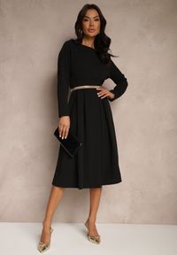 Renee - Czarna Rozkloszowana Sukienka w Eleganckim Stylu Temilissa. Okazja: na co dzień, na imprezę, na spotkanie biznesowe. Kolor: czarny. Typ sukienki: rozkloszowane. Styl: elegancki #3