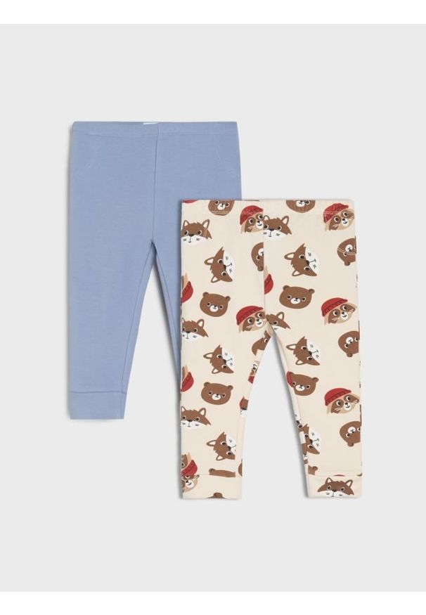 Sinsay - Legginsy 2 pack - kremowy. Kolor: kremowy