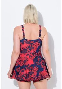 ULLA POPKEN - Damski Strój kąpielowy szorty kwiaty miękkie miseczki z recyklingu. Kolekcja: plus size. Kolor: niebieski. Materiał: poliester, elastan, poliamid, materiał. Wzór: kwiaty