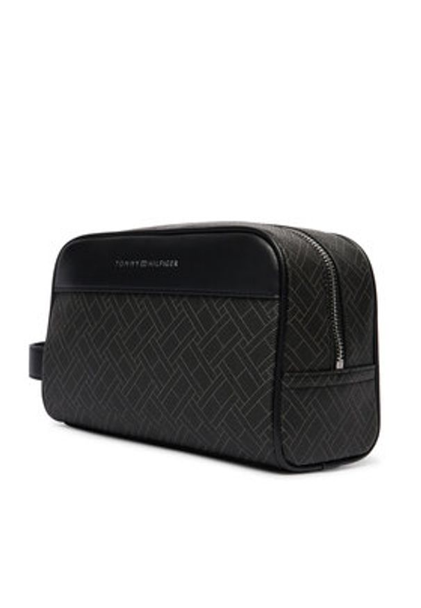 TOMMY HILFIGER - Tommy Hilfiger Kosmetyczka Th Flag Monogram Washbag AM0AM14298 Czarny. Kolor: czarny. Materiał: skóra