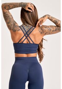 GYM GLAMOUR - Stanik fitness cardio damski Gym Glamour push up 2.0. Kolor: niebieski. Rodzaj stanika: push-up. Sport: fitness