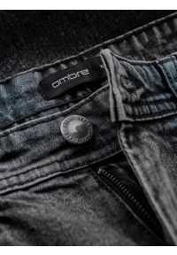 Ombre Clothing - Męskie jeansowe szorty z podwiniętymi nogawkami – szare V3. Okazja: na co dzień. Kolor: szary. Materiał: jeans. Długość: krótkie. Wzór: aplikacja, ze splotem. Sezon: lato. Styl: casual, elegancki #4
