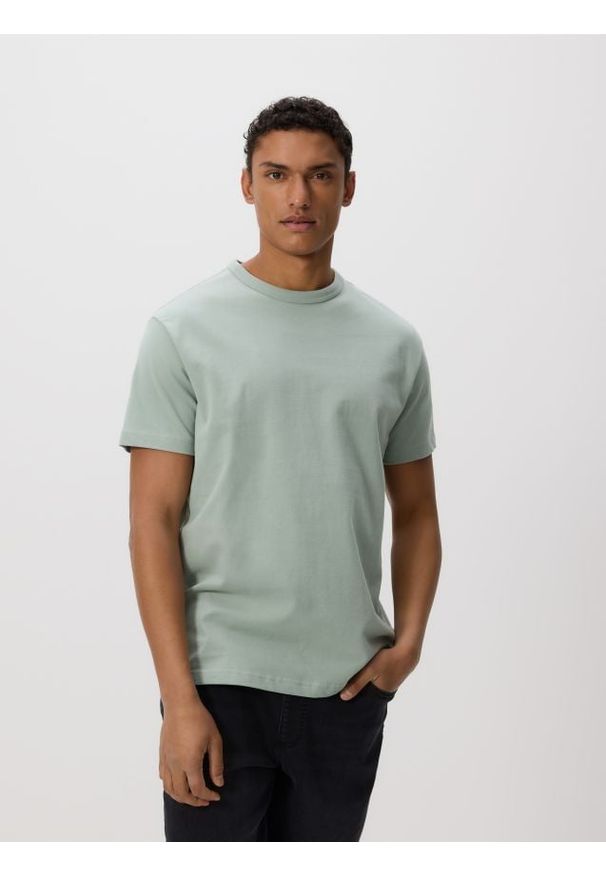 Reserved - T-shirt comfort fit - jasnozielony. Kolor: zielony. Materiał: bawełna, dzianina