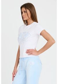 Juicy Couture - JUICY COUTURE Biały damski t-shirt Enzo Dog Crest, Rozmiar S. Kolor: czarny