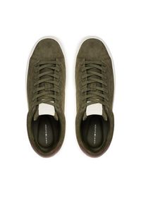TOMMY HILFIGER - Tommy Hilfiger Sneakersy Premium Dress Cupsole FM0FM05573 Khaki. Kolor: brązowy. Materiał: zamsz, skóra #3