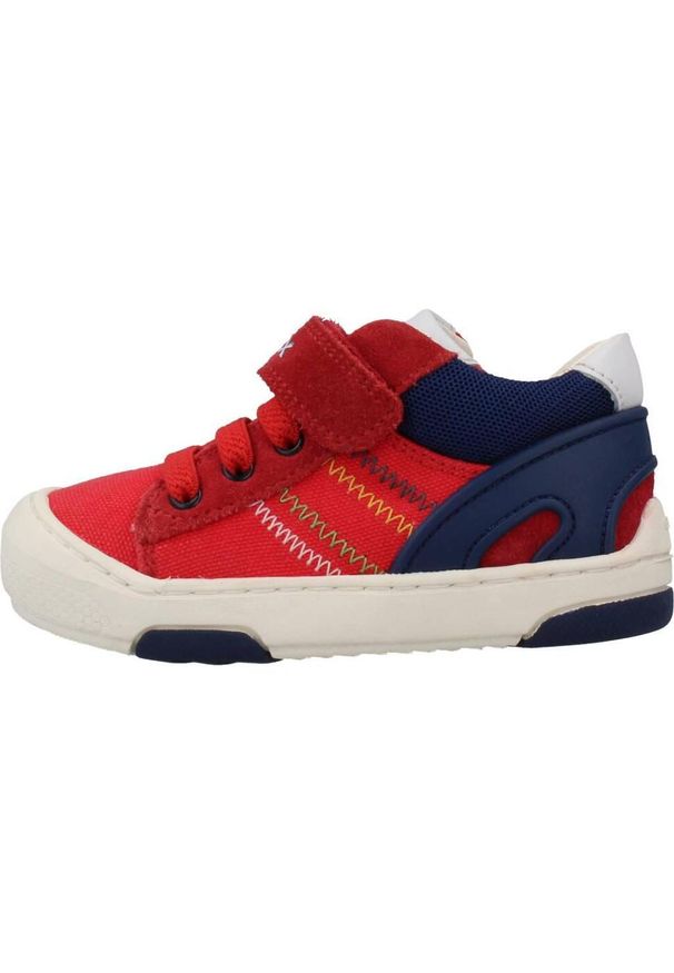 Buty dziecięce Geox Jayj Sneaker 20. Kolor: czerwony. Materiał: tkanina, skóra. Sport: turystyka piesza