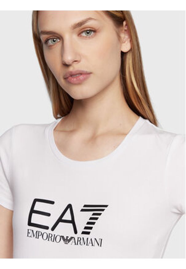 EA7 Emporio Armani T-Shirt 8NTT66 TJFKZ 0102 Biały Slim Fit. Kolor: biały. Materiał: bawełna
