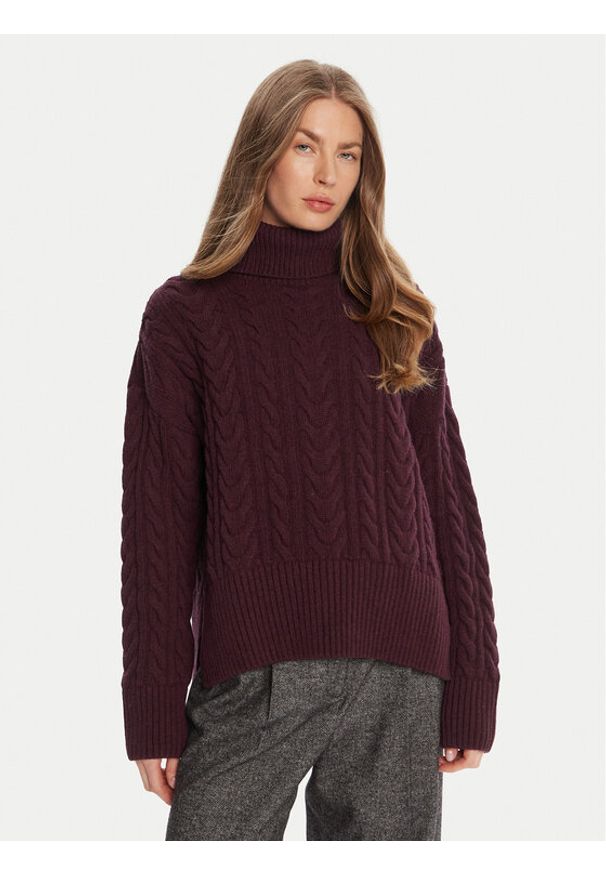 Barbour Golf Embleton LKN1692RE88 Bordowy Regular Fit. Typ kołnierza: golf. Kolor: czerwony. Materiał: wełna