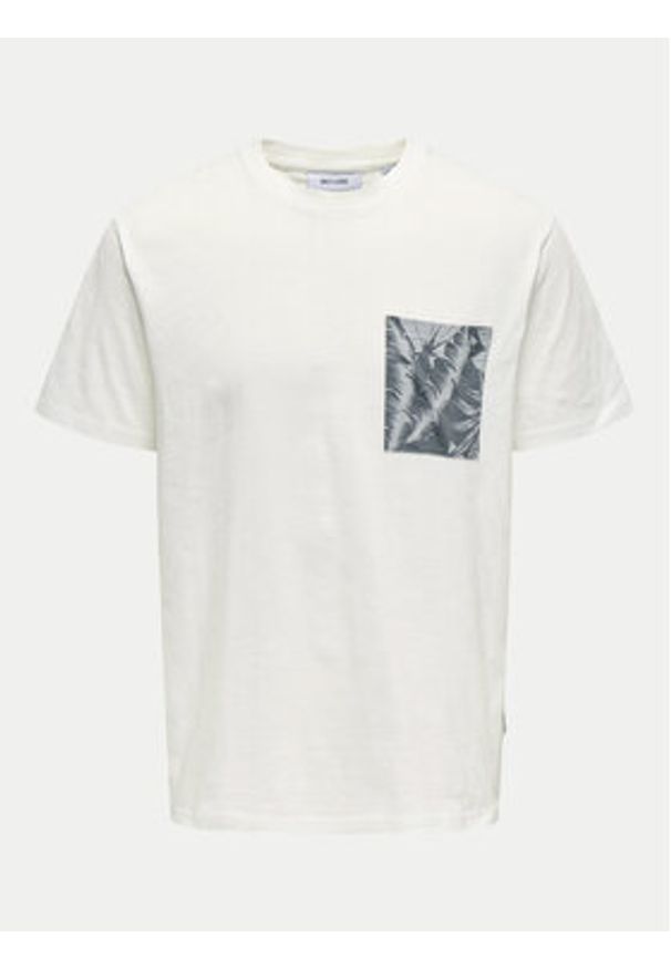 Only & Sons T-Shirt 22025286 Biały Regular Fit. Kolor: biały. Materiał: bawełna
