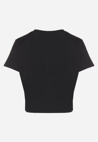Born2be - Czarny T-shirt z Bawełny o Krótkim Kroju Galarina. Okazja: na co dzień. Kolor: czarny. Materiał: bawełna. Długość: krótkie. Styl: klasyczny, elegancki, casual #4