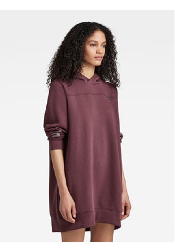 G-Star RAW - G-Star Raw Sukienka dzianinowa D22277-A971-D303 Bordowy Relaxed Fit. Kolor: czerwony. Materiał: bawełna, syntetyk, dzianina