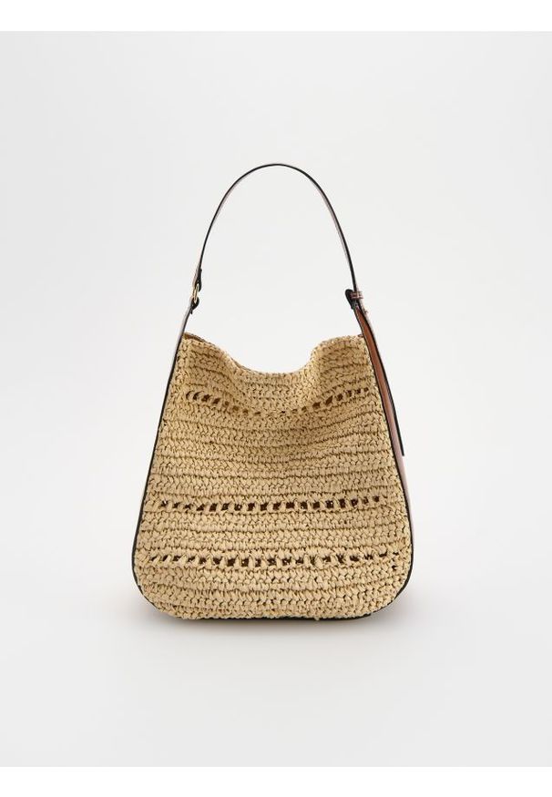 Reserved - Pleciona torebka hobo - brązowy. Kolor: brązowy