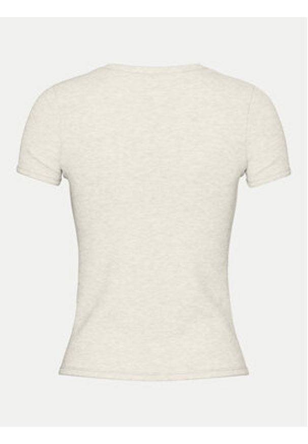 Pieces T-Shirt May 17154483 Szary Slim Fit. Kolor: szary. Materiał: bawełna