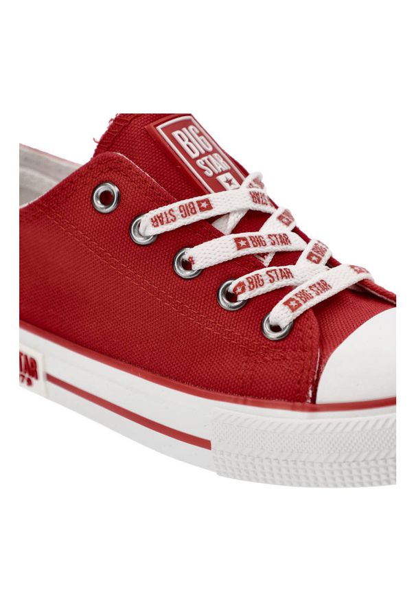 Big-Star - Czerwone Trampki Big Star Dziecięce Sznurowane Buty. Okazja: na uczelnię. Kolor: czerwony. Materiał: materiał. Szerokość cholewki: normalna. Wzór: aplikacja