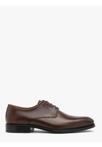 Ryłko - Brązowe eleganckie półbuty. Okazja: na co dzień. Kolor: brązowy. Materiał: skóra. Wzór: jednolity. Styl: elegancki