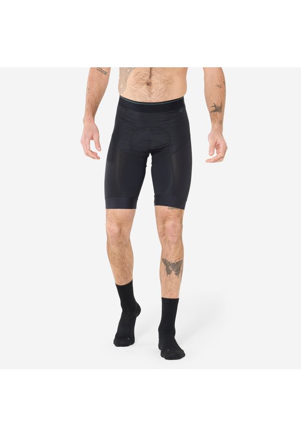 ROCKRIDER - Spodenki pod szorty na rower MTB męskie Rockrider Comfort 500. Kolor: wielokolorowy, czarny, zielony. Materiał: materiał, tkanina, elastan. Sport: kolarstwo