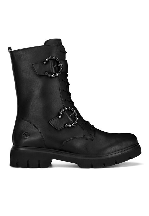 Remonte Trzewiki D1W70-00 Czarny. Kolor: czarny. Materiał: skóra