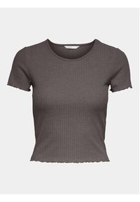 only - ONLY T-Shirt Emma 15201206 Szary Slim Fit. Kolor: szary. Materiał: wiskoza, syntetyk