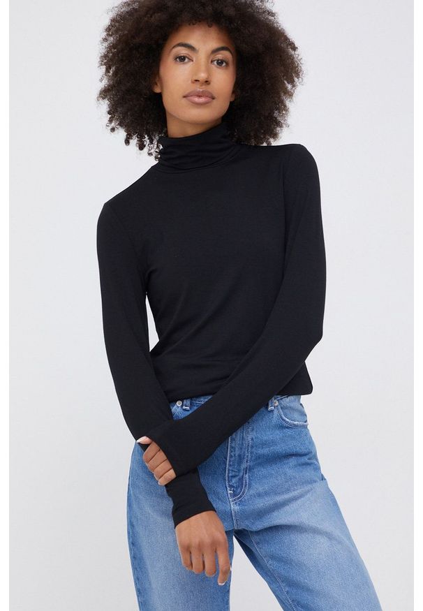 Lauren Ralph Lauren - Longsleeve. Typ kołnierza: golf. Kolor: czarny. Materiał: dzianina. Długość rękawa: długi rękaw