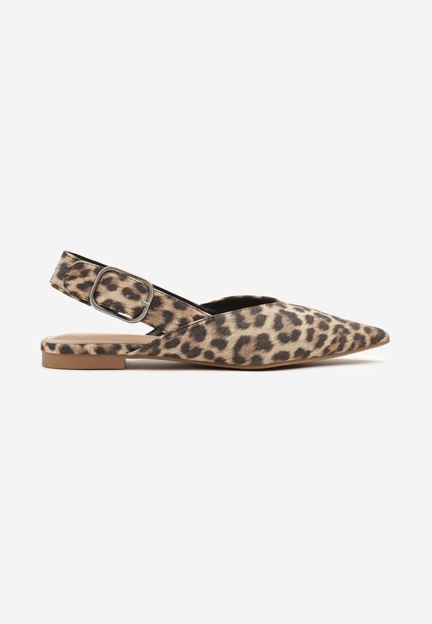 Renee - Panterkowe Sandały Typu Slingback Ozdobione Klamrą Banelias. Okazja: na co dzień. Zapięcie: klamry. Materiał: jeans. Wzór: aplikacja. Sezon: lato, wiosna. Styl: wizytowy, klasyczny, casual