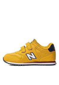 Sneakersy dziecięce żółte New Balance IV500NGN. Okazja: na co dzień, na uczelnię. Zapięcie: rzepy. Kolor: żółty. Materiał: guma, zamsz, materiał, skóra. Szerokość cholewki: normalna. Sport: fitness #3