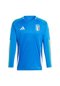 Adidas - Koszulka Italy 24 Long Sleeve Home. Kolor: niebieski. Materiał: materiał. Długość rękawa: długi rękaw