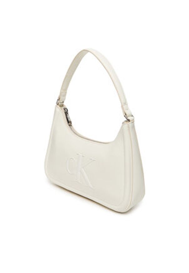 Calvin Klein Torebka Bold Ck Small Shoulder Bag LV04F3230G Biały. Kolor: biały. Materiał: skórzane