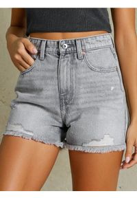 Sinsay - Szorty jeansowe z przetarciami - szary. Kolor: szary. Materiał: jeans