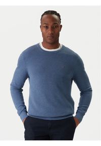 TOMMY HILFIGER - Tommy Hilfiger Sweter Essential MW0MW36347 Niebieski Regular Fit. Kolor: niebieski. Materiał: bawełna #1