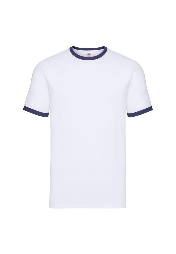 FRUIT OF THE LOOM - T-shirt Męski Ringer. Kolor: biały, wielokolorowy, niebieski