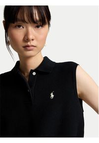 Polo Ralph Lauren Sweter 211970666002 Czarny Regular Fit. Typ kołnierza: polo. Kolor: czarny. Materiał: bawełna #4
